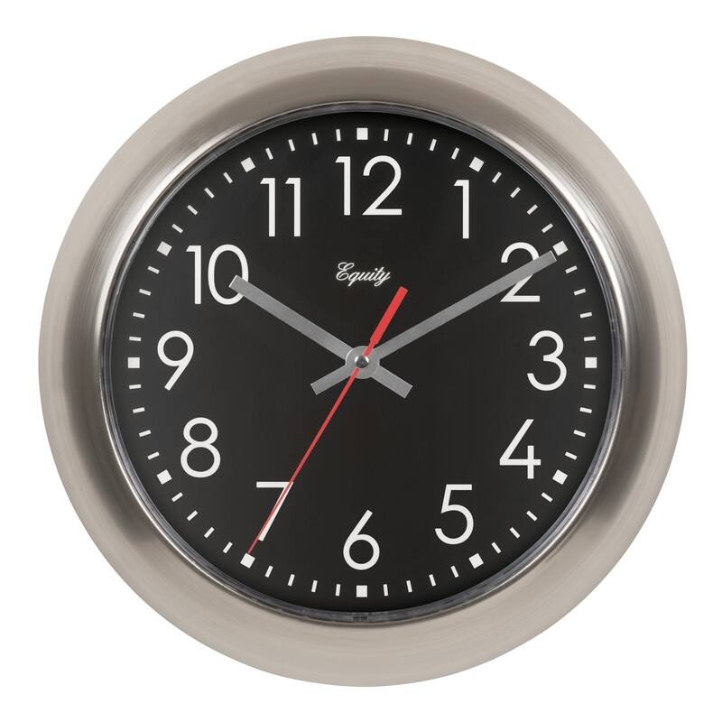 Equity by La Crosse 11-In Owen Silent Quartz Clock with Titanium finish