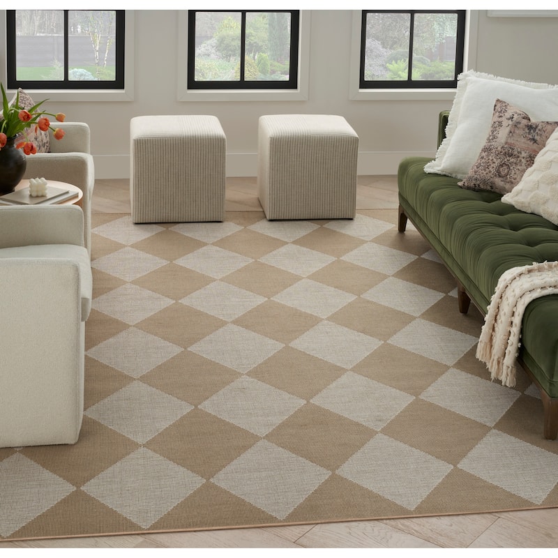 Nourison Washable Modern Jute Indoor Geometric Area Rug - 7' 10" x 9' 10" - Ivory - Rectangle