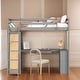 preview thumbnail 1 of 16, Solid Wood Maximized Space Twin Size Loft Bed Kids Bed with Ladder Shelves and Desk Kids Furniture, Gray Grey