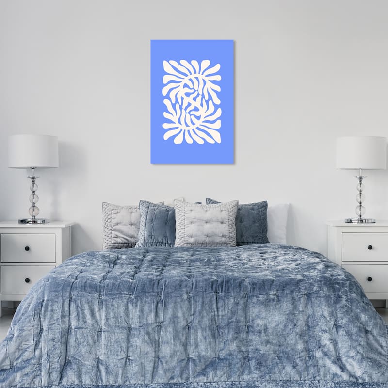 Wynwood Studio Canvas Abstract Cool Fern Blue and Violet Blue Modern & Contemporary Wall Art Canvas Print