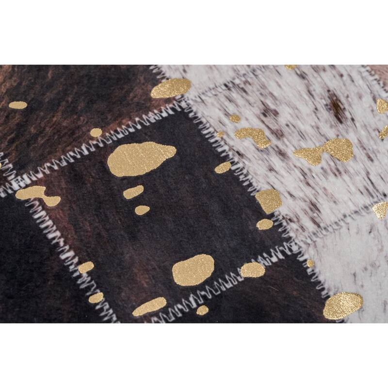 Faux Cow Printed Patchwork Velvet Pillow