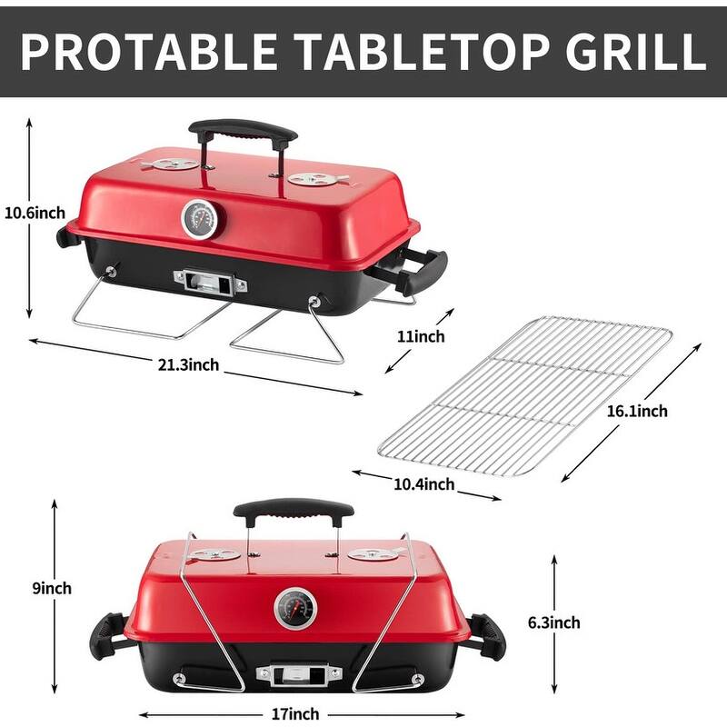 Portable Charcoal Grill, Tabletop Outdoor Barbecue Smoker