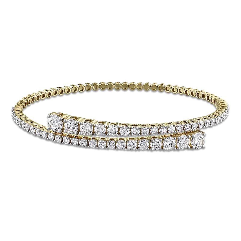 Miadora 3 2/5ct TW Graduated Diamond Bypass Bangle in 14k Yellow Gold - 6.5 in