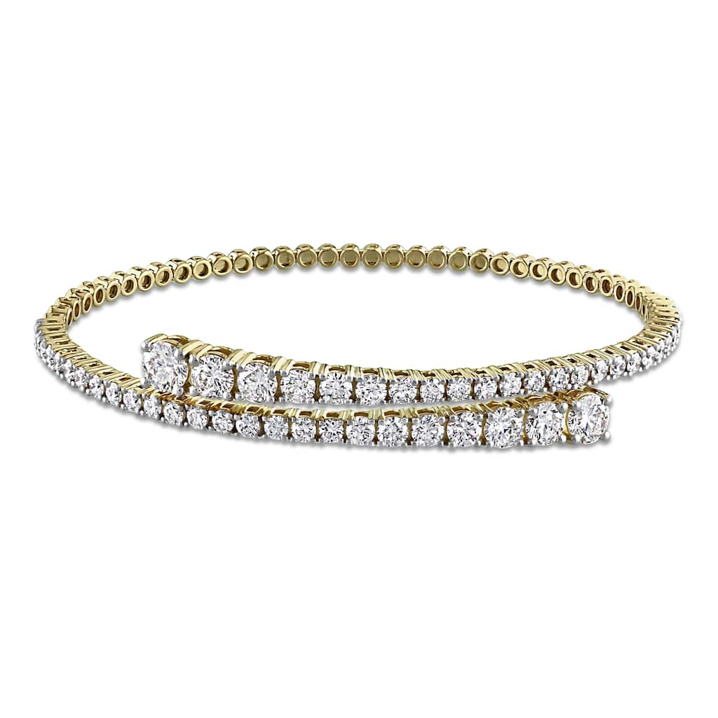 Miadora 3 2/5ct TW Graduated Diamond Bypass Bangle in 14k Yellow Gold - 6.5 in
