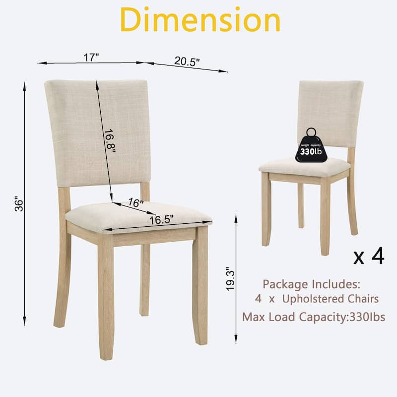 GDFStudio - Silken Minimalist Upholstered Ergonomical Curved Backrest Dining Chairs, Padded Seat, Set of 4