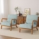 preview thumbnail 44 of 141, 25" W Mid Century Upholstered Wood Accent Chair with Pillow set of 2 Dark Wood - Light Blue