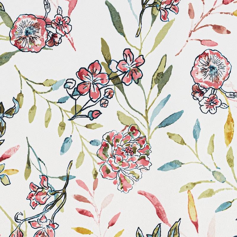 No. 918 Lily Garden Watercolor Floral Semi-Sheer Rod Pocket Curtain Valance - 54" x 18"