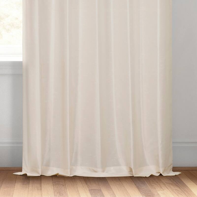 Exclusive Fabric Off-white Textured Faux Dupioni Light Filtering Silk Curtains (1 Panel)
