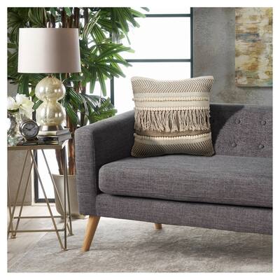 Sevita Willow Fringed Cotton Throw Pillow