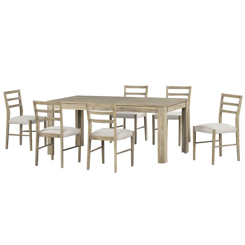 Modern 7-piece Wooden Dining Set with 12" Leaf Extendable Table and 6 Dining Chairs