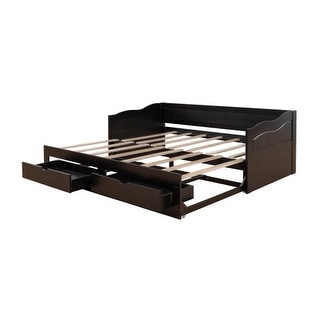Two Storage Drawers sofa bed Espresso trundle bed Solid Wood day bed ...