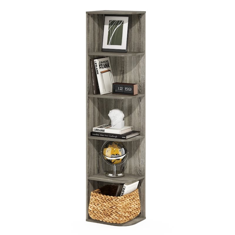 Furinno Pasir 5-Tier Corner Open Shelf Bookcase