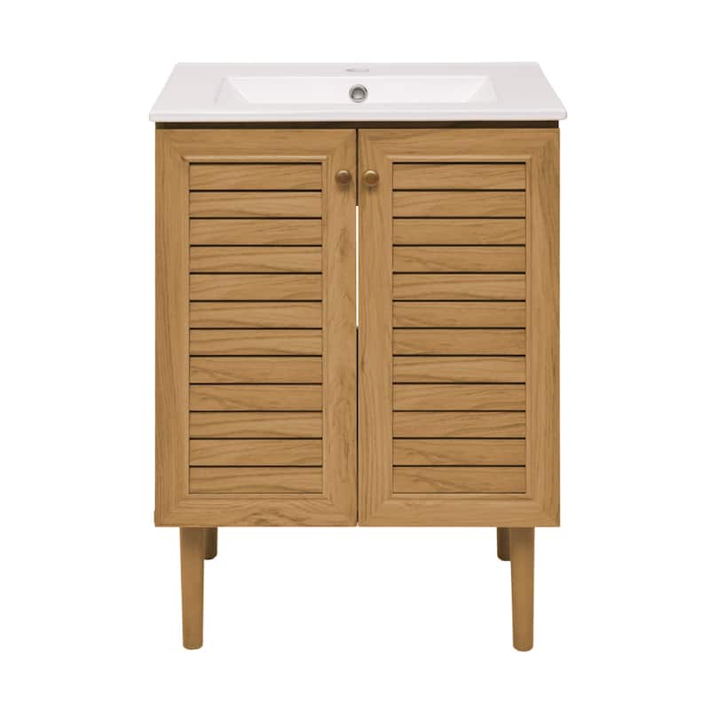 Swiss Madison SM-BV373 Bron 24" Free Standing Single Basin Vanity Set - Oak - Oak Finish