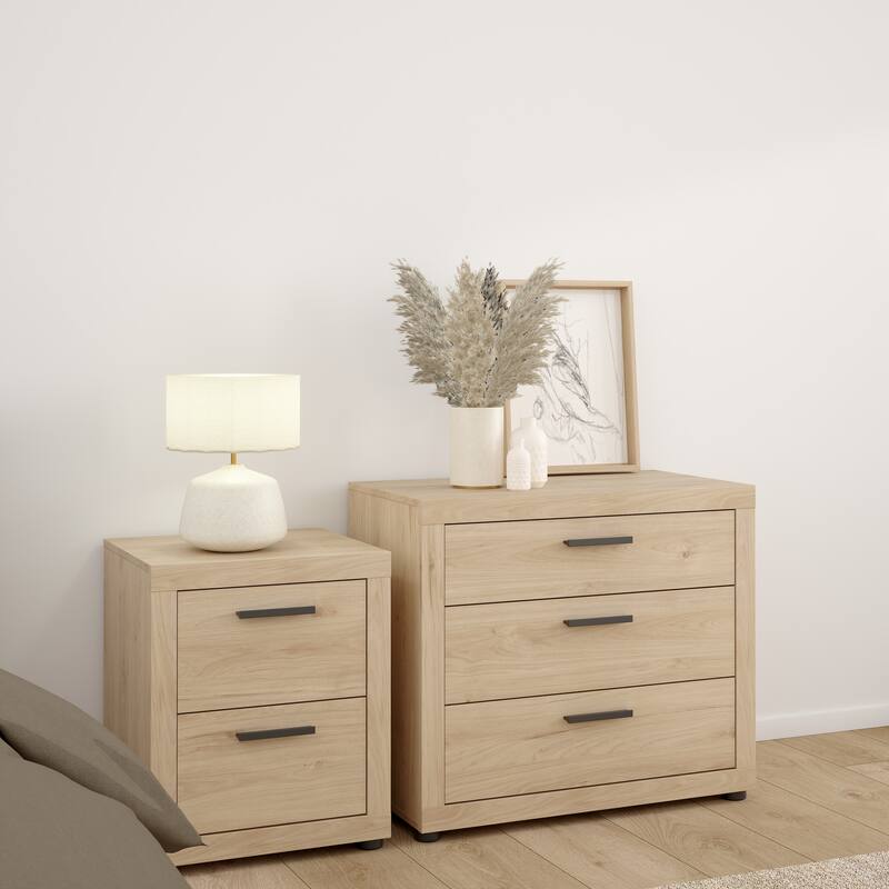 Porch & Den Mira 3-Piece Bedroom Set - Chest And Nightstand Set Of 2, Jackson Hickory