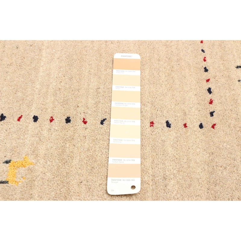 ECARPETGALLERY Hand Loomed Kashkuli Gabbeh Tan Wool Rug - 4'1 x 5'8