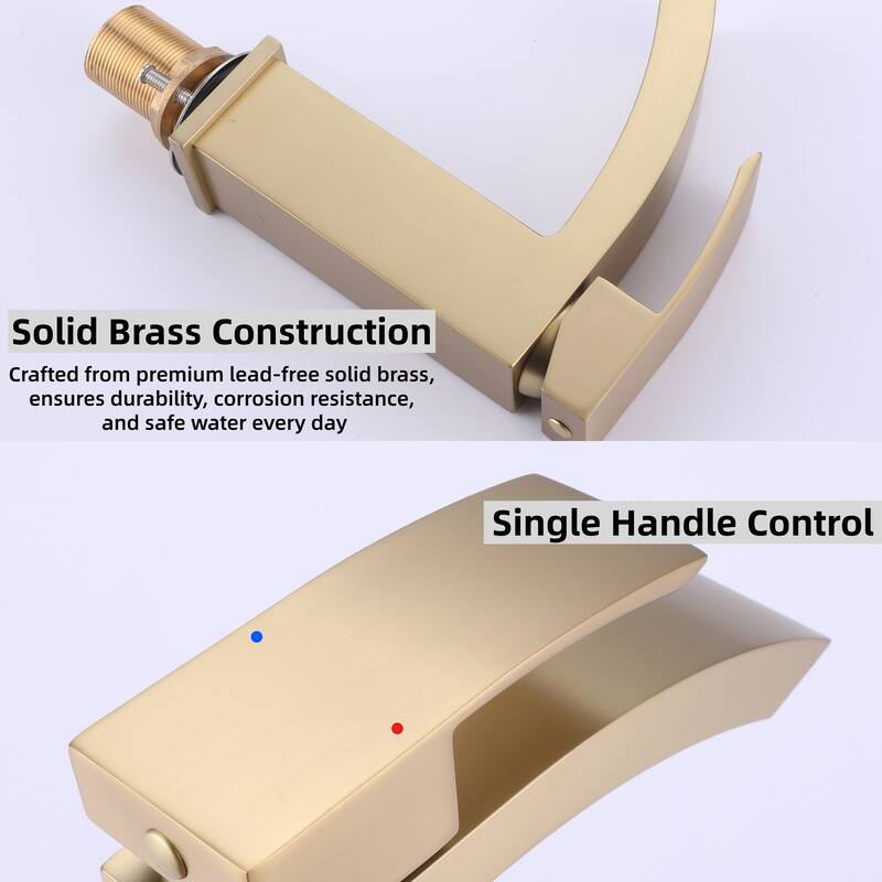 Modland Single Handle Waterfall Bathroom Sink Faucet with Deck Plate