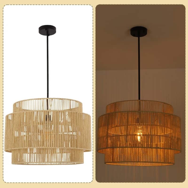 Rattan Pendant Light Fixtures Boho Coastal Chandelier