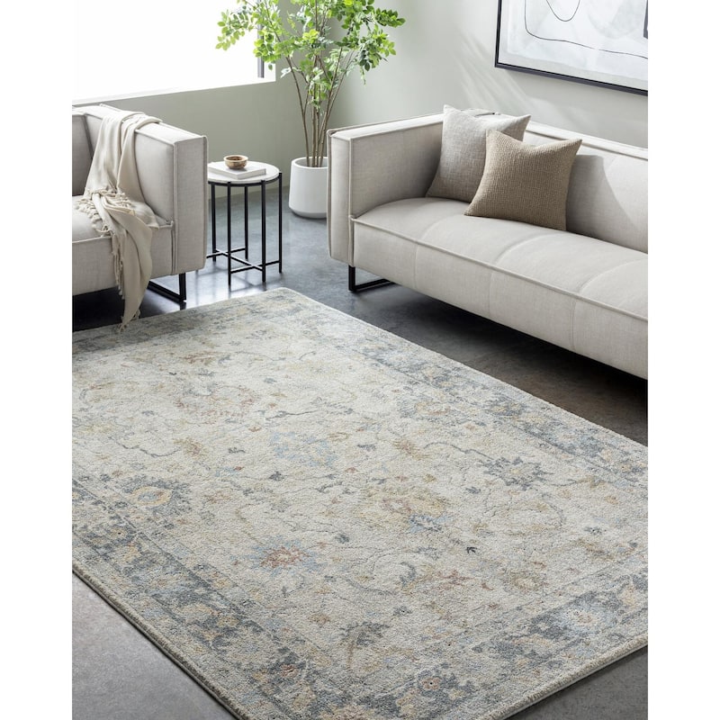 Livabliss Avellino Traditional Medallion Area Rug - Beige/Grey - 6' 7" x 9' 2"