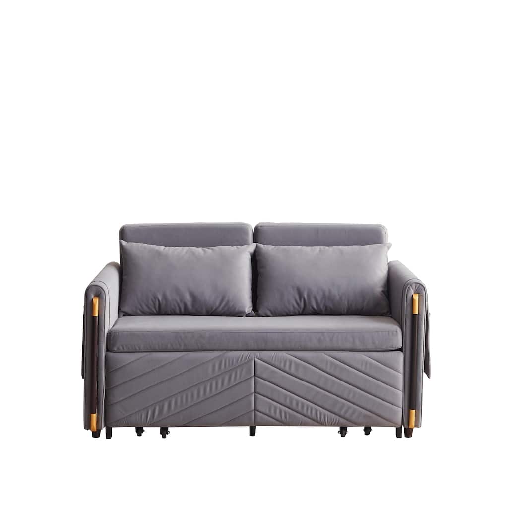 54Inch Convertible Sleeper Sofa with Pull Out Bed and 2 Arm Pockets