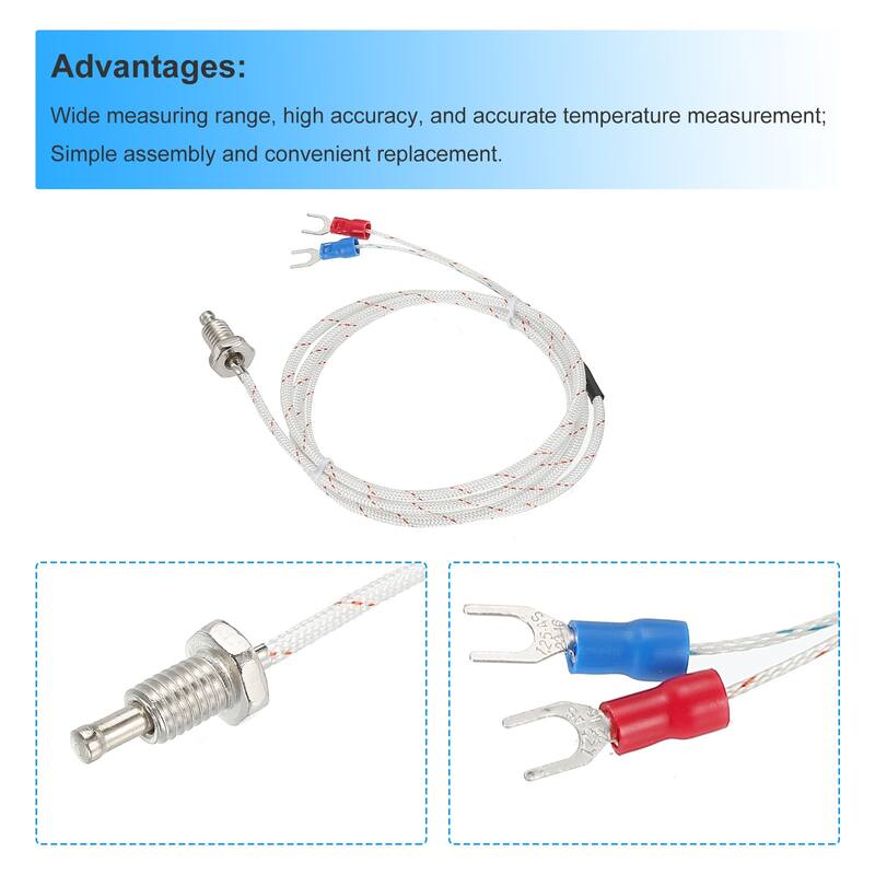 K Type Temperature Sensor 5pcs M8 Thermocouple 3.3ft 0 to 800°C(32 to 1472°F) - White