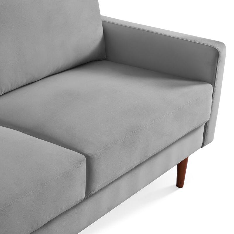 57 Inch Wide Upholstered Loveseat with Square Arms - N/A