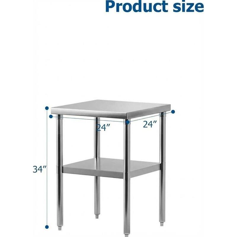 Heavy Duty Stainless Steel Work Table, with Adjustable Undershelf