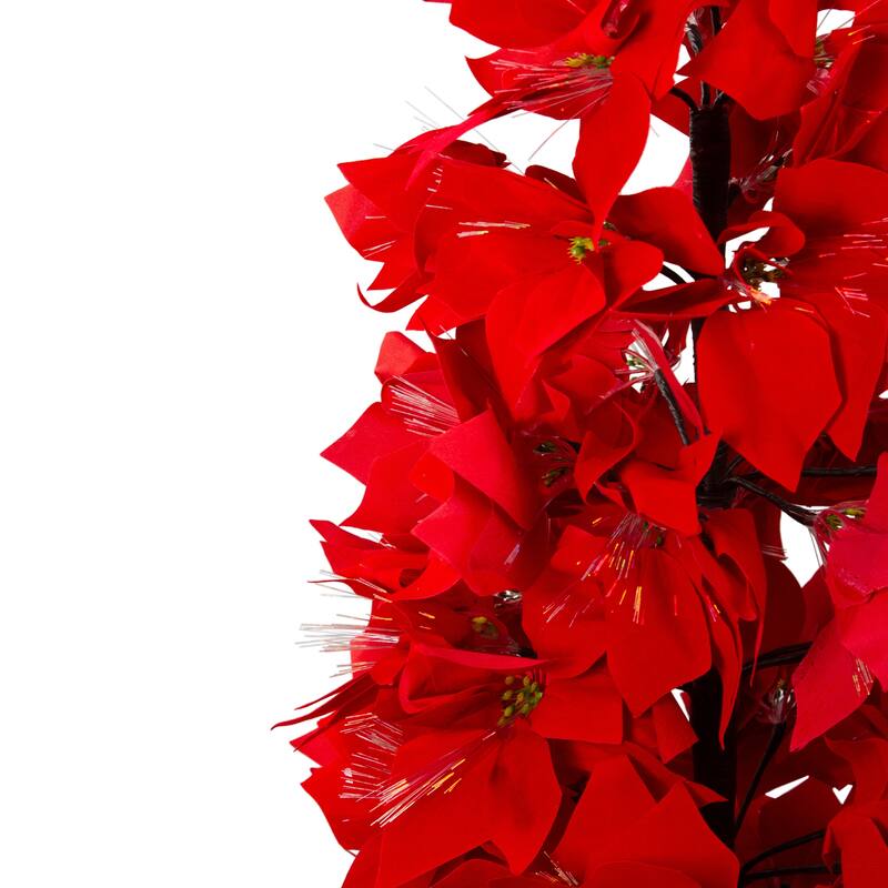 Pre-Lit Fiber Optic Color Changing Red Poinsettia Christmas Tree - 4' - Multi - 4 Foot