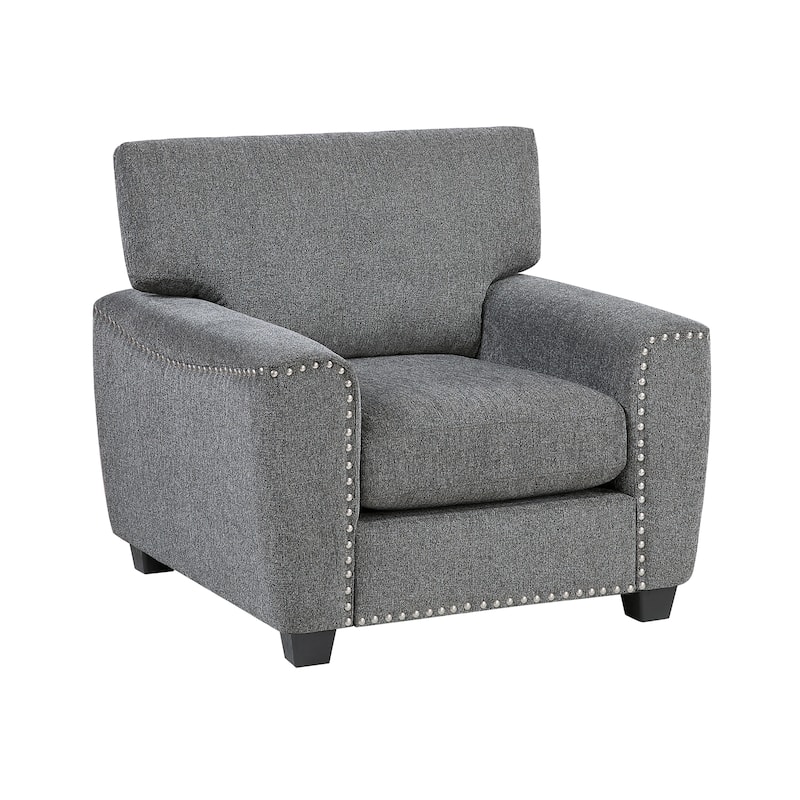 Windsor 41" Chenille Accent Chair - Nailhead Trim Details - Dark gray