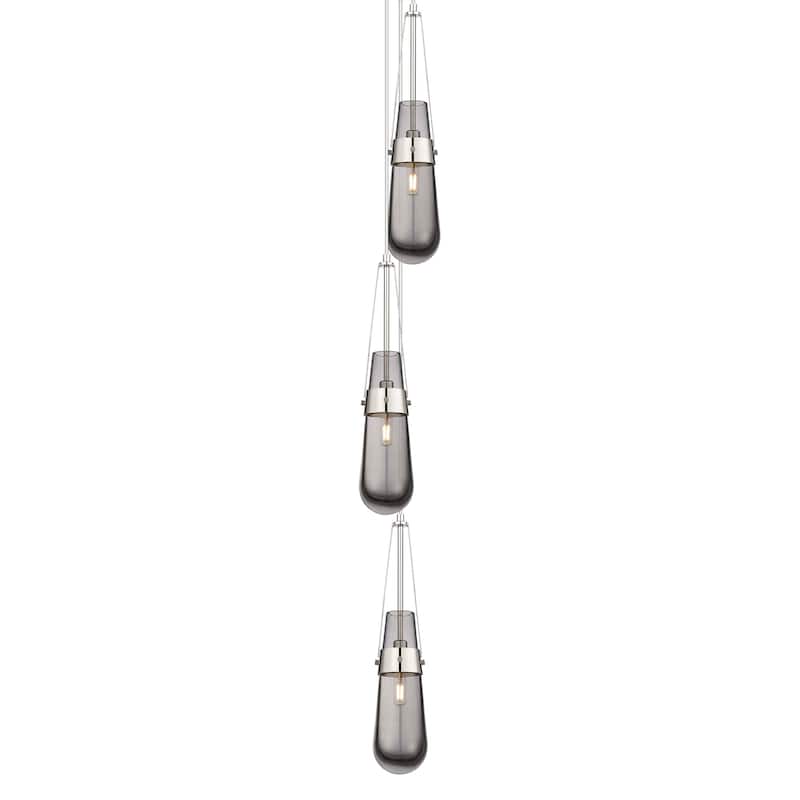 Innovations Lighting 103-452-1P-21-7 Milan Pendant Milan 3 Light 7" - Polished Nickel / Light Smoke