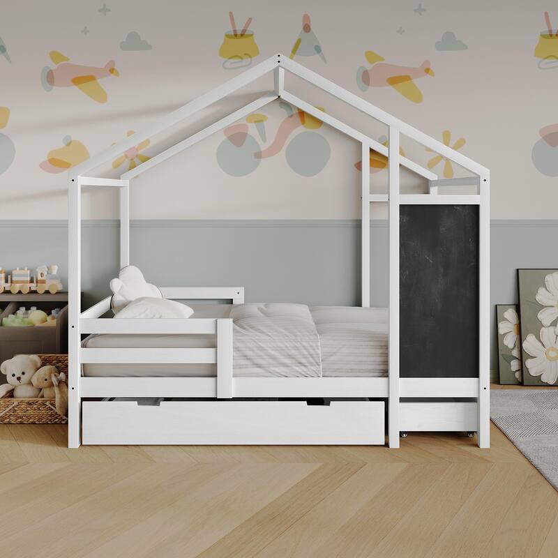 CraftPorch Mid-Century Wooden Canopy Bed