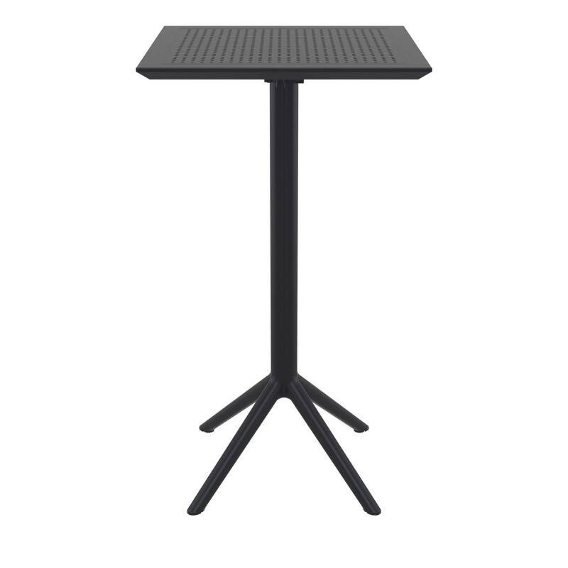 42.5" Black Folding Square Outdoor Patio Bar Table