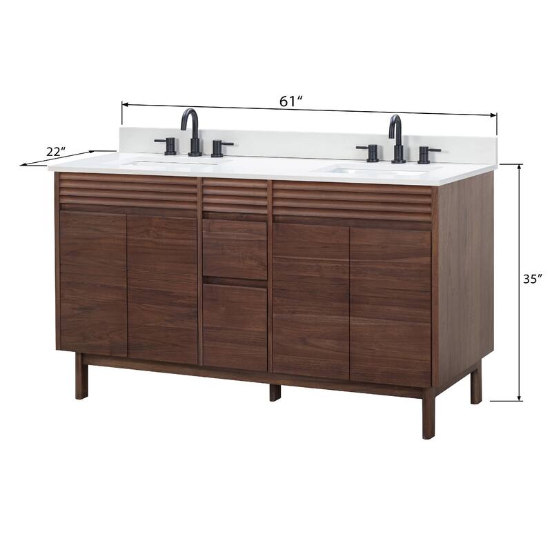 Avanity Carina Bathroom Vanity in Coffee Teak with White Engineered Stone Top