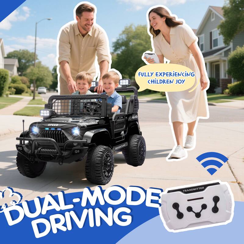 24V 2-seater Kids Ride On Electric Truck Car W/Parents Control, 2wd, Four-wheel Suspension, 8.66in Ground Clearance