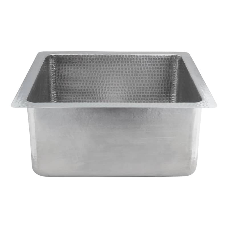 16-in Square Hammered Copper Bar/Prep Sink in Nickel w/ 3.5-in Drain Opening (BS16EN3)