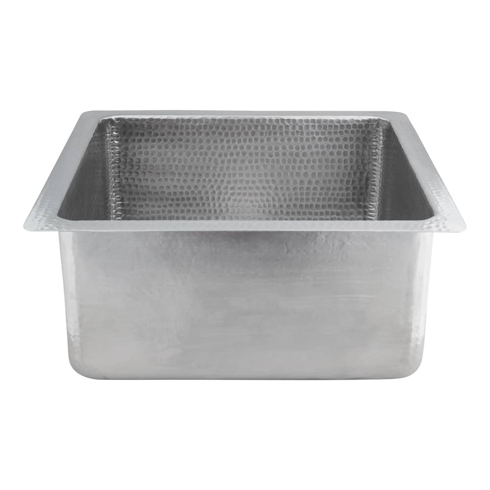 16-in Square Hammered Copper Bar/Prep Sink in Nickel w/ 3.5-in Drain Opening (BS16EN3)