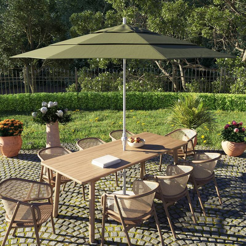 Perry 11ft Round Crank Lift Collar Tilt Aluminum Patio Umbrella by Havenside Home, Base Not Included