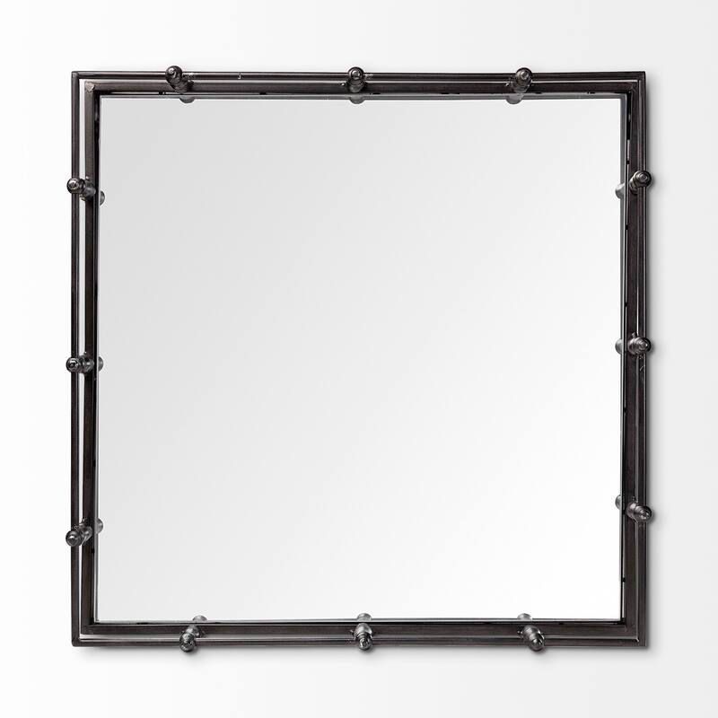 Christa Natural Metal Mirrored Base Square Tray - 22.0L x 22.0W x 3.1H