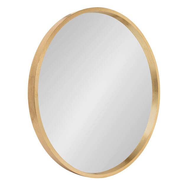 Kate and Laurel Travis Round Wood Accent Wall Mirror - 21.6" Diameter - Gold