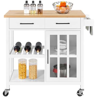Yaheetech Rolling Kitchen Island Cart with Cabinet, Drawer