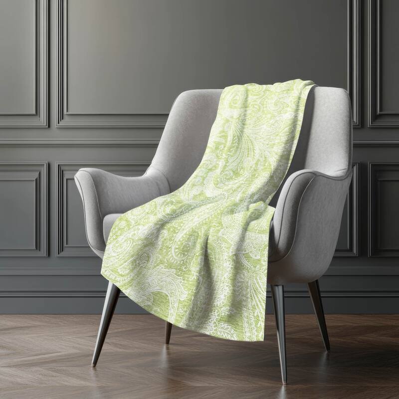Premium Machine Washable Paisley Sherpa Throw Blanket
