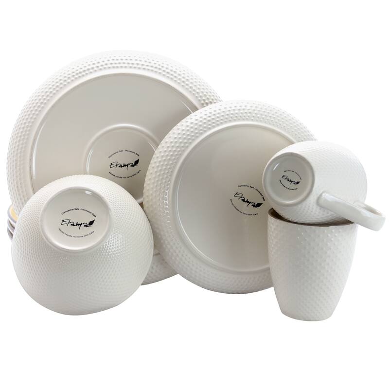 Dot Textured Dual Yellow and White Color Dinnerware Set 16 Pieces