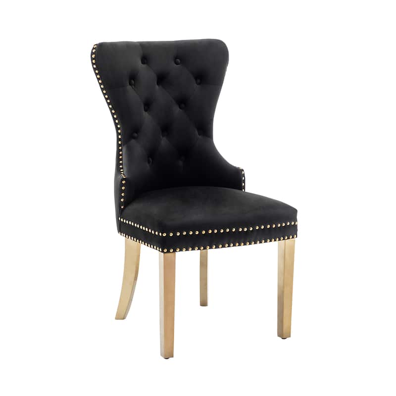 Porthos Home Caily Tufted Velvet Dining Chairs with Gold Chrome Legs, Set of 2