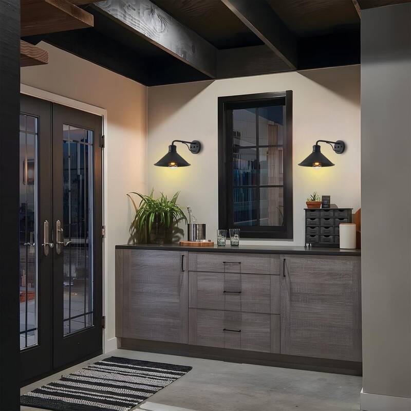 2 Pack lighting fixture black bulb light metal wall light
