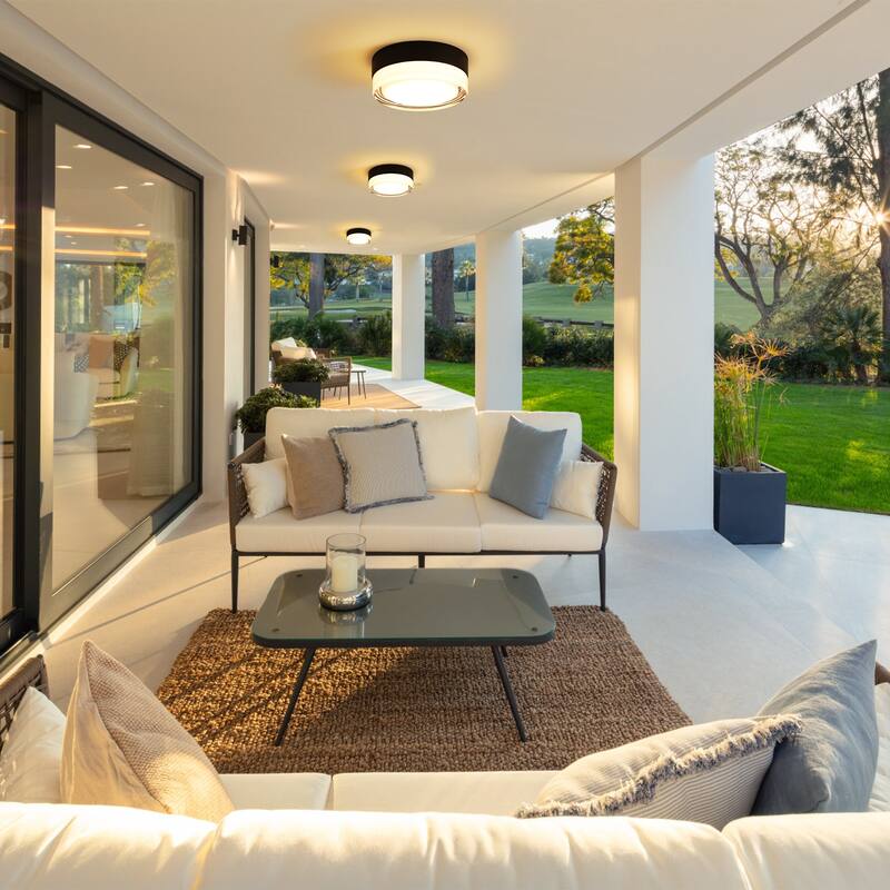 Small Size Flush Mount Ceiling Light 24W Glass Lampshade
