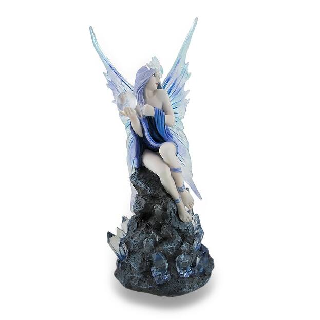 Anne Stokes Blue And Purple Stargazer Fairy Statue - 10 X 5 X 4.5 inches