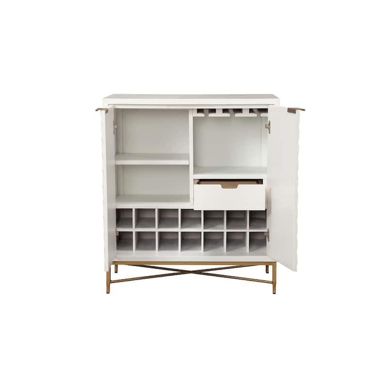 Origins by Alpine White Pearl Wood Bar Cabinet, White