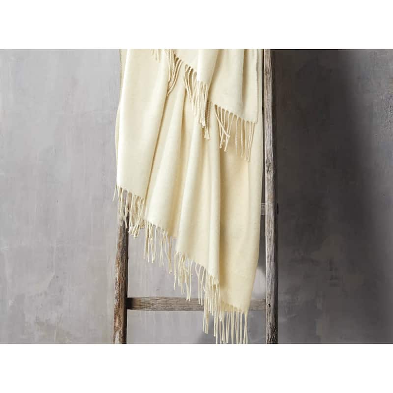 100% Merino Wool Collection Solid Color Throw - Ivory
