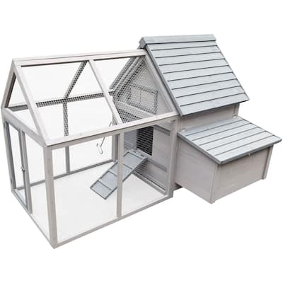 Hanover Outdoor Wooden Chicken Coop with Ramp, Wire Mesh Run, Waterproof Roof, Removable Tray 3.8-Ft. x 3.87-Ft. x 3.67-Ft.