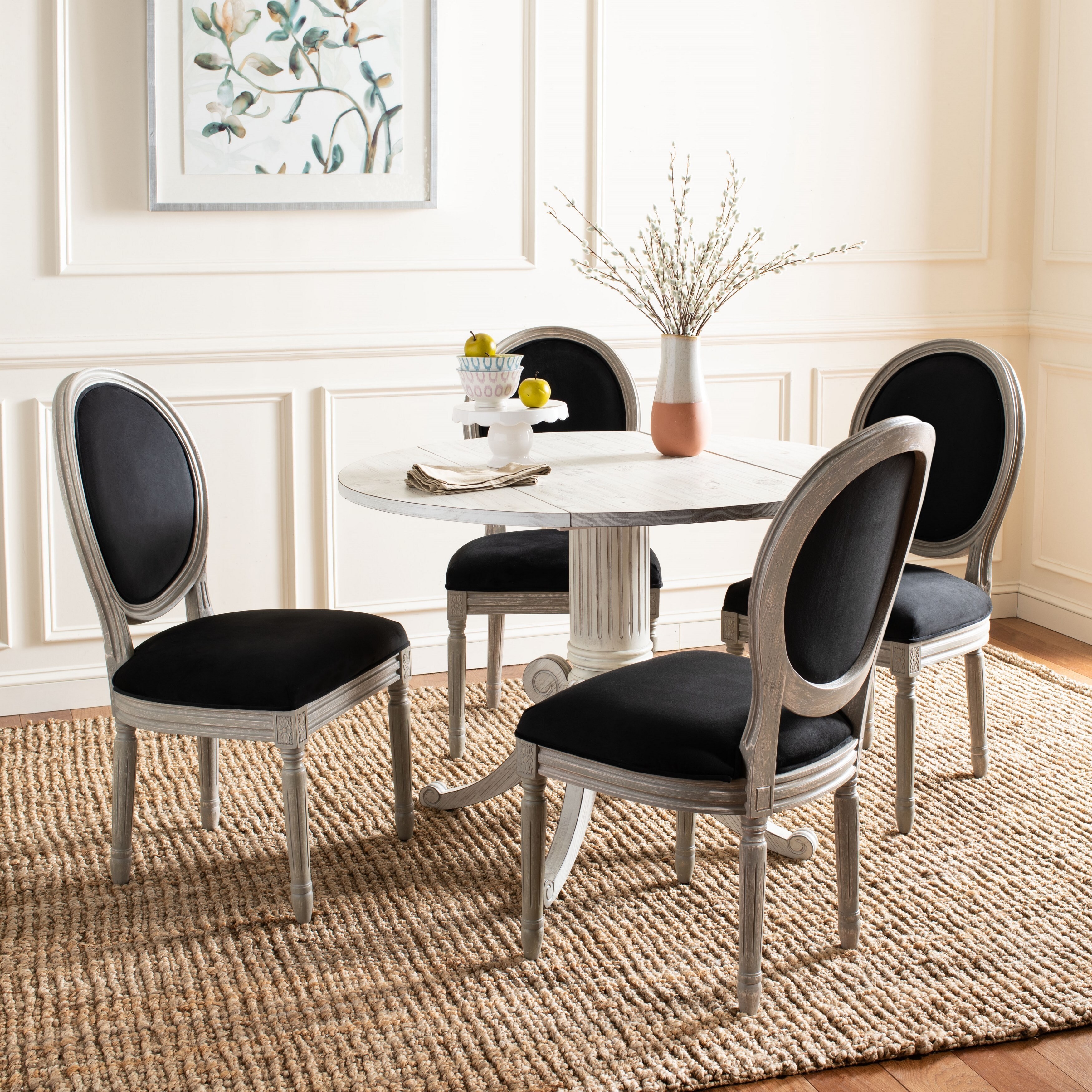 Safavieh Dining Old World Holloway Black Velvet Oval Dining Chairs Set Of 2 19 8 X 20 X 39 Overstock 10353753