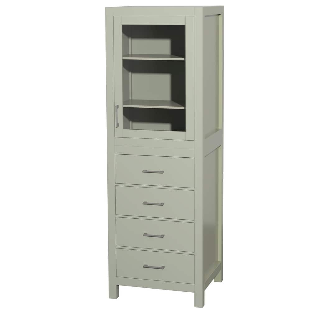 Wyndham Collection Sheffield Linen Tower with Door & Drawer Storage